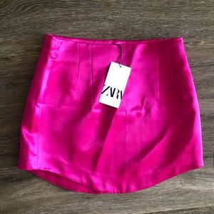 Zara brand new pink silk satin skirt